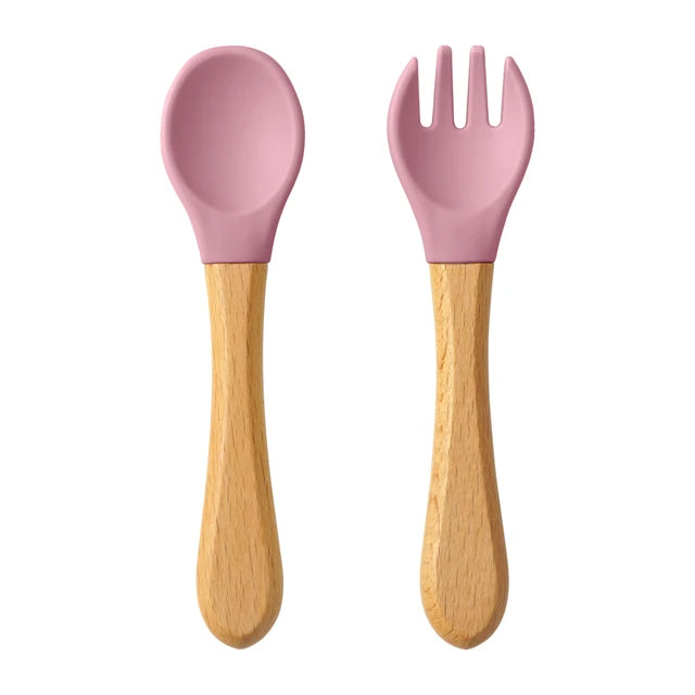 Wooden Handle Silicone Cutlery Set