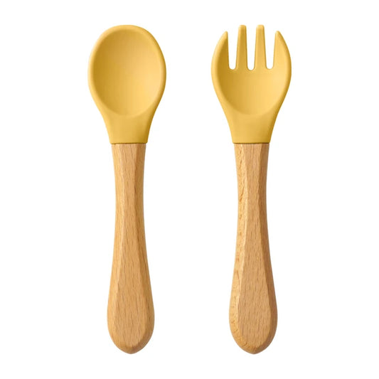 Wooden Handle Silicone Cutlery Set