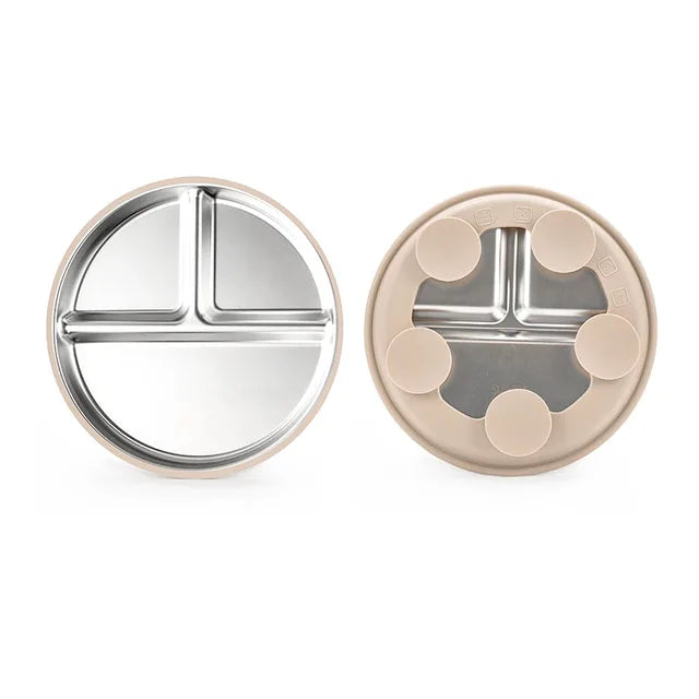 Stainless Steel Sectioned Plate with Silicone Suction Base