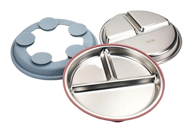 Stainless Steel Sectioned Plate with Silicone Suction Base