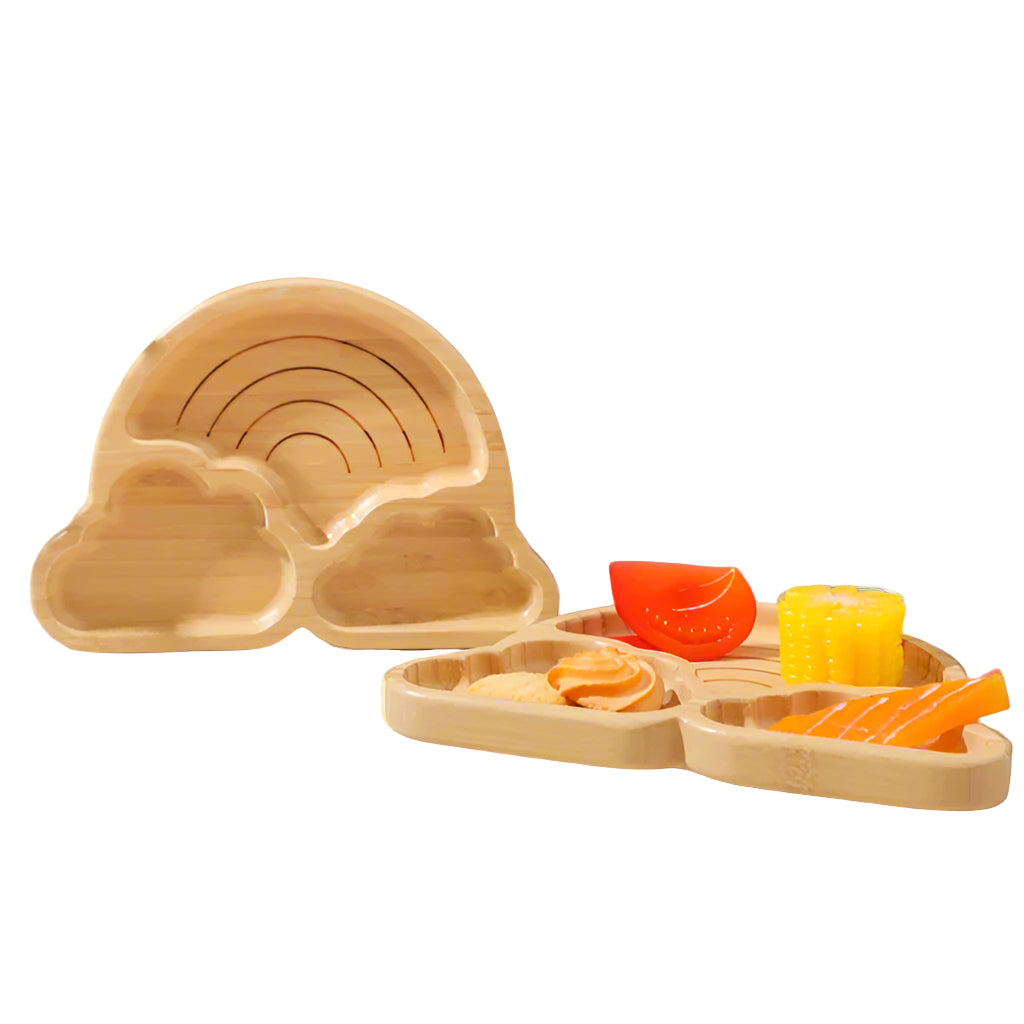 Rainbow Bamboo and Silicone Plate Set