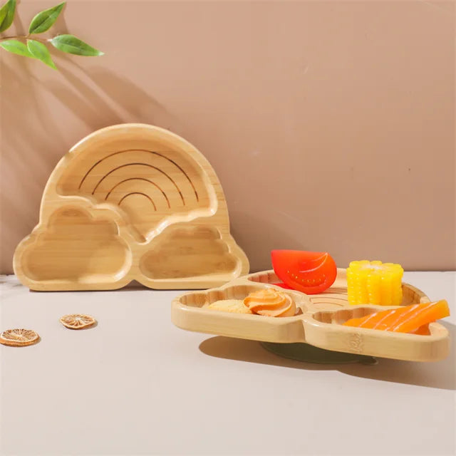 Rainbow Bamboo and Silicone Plate Set