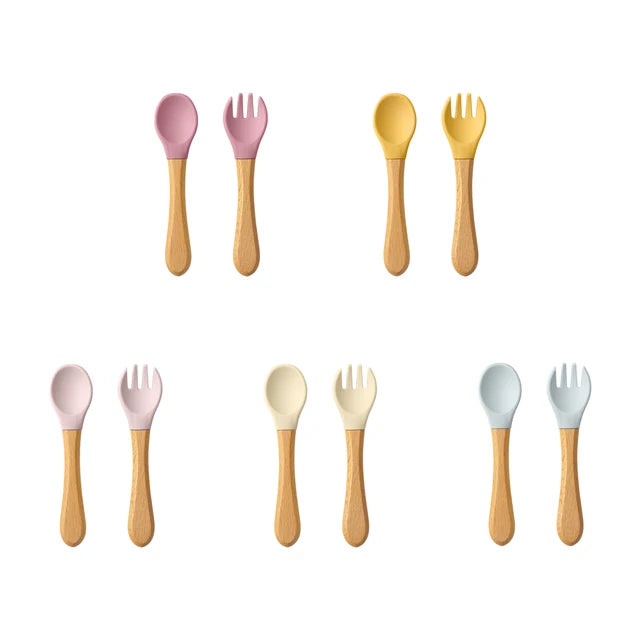 Wooden Handle Silicone Cutlery Set