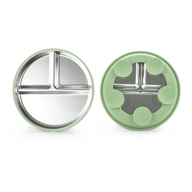 Stainless Steel Sectioned Plate with Silicone Suction Base