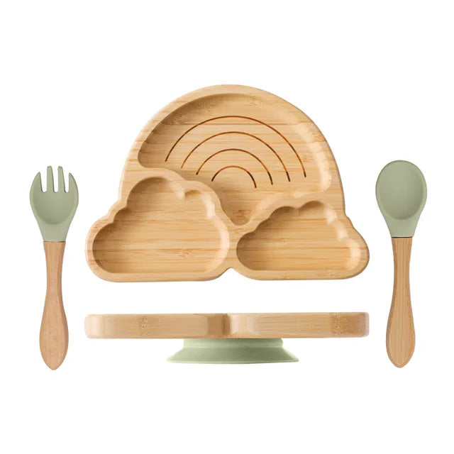 Rainbow Bamboo and Silicone Plate Set