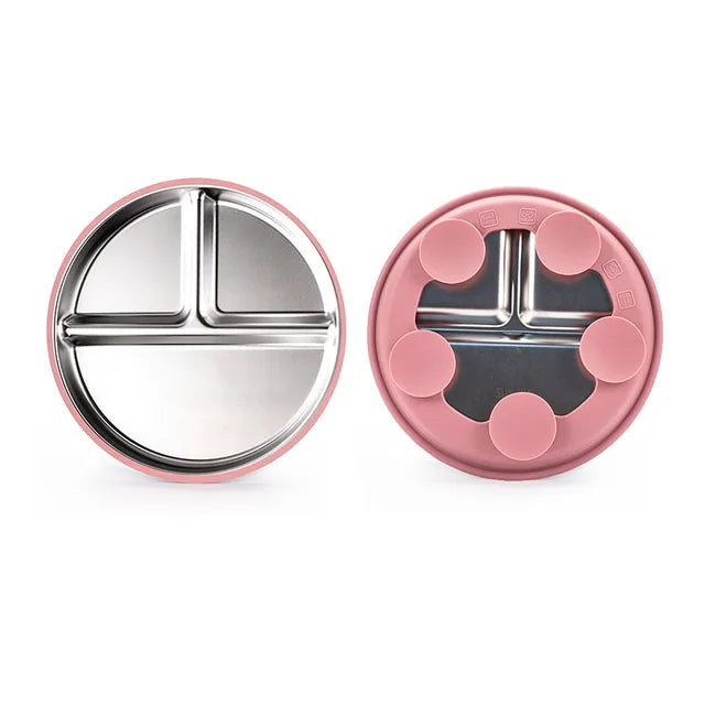 Stainless Steel Sectioned Plate with Silicone Suction Base