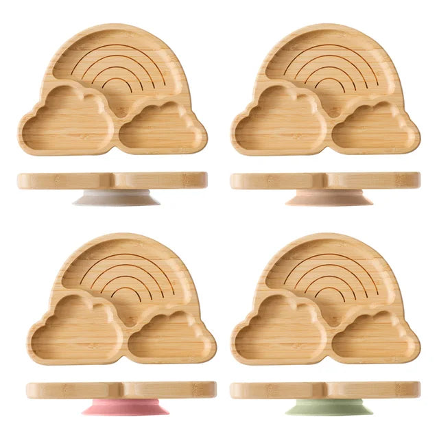 Rainbow Bamboo and Silicone Plate Set