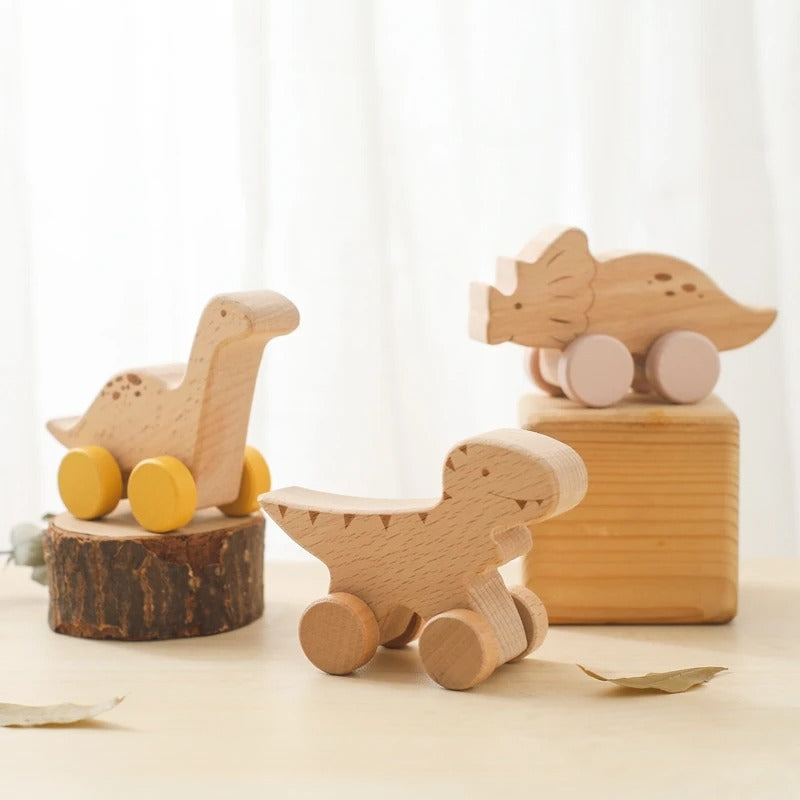 Beech Wood Dinosaur Toy Car