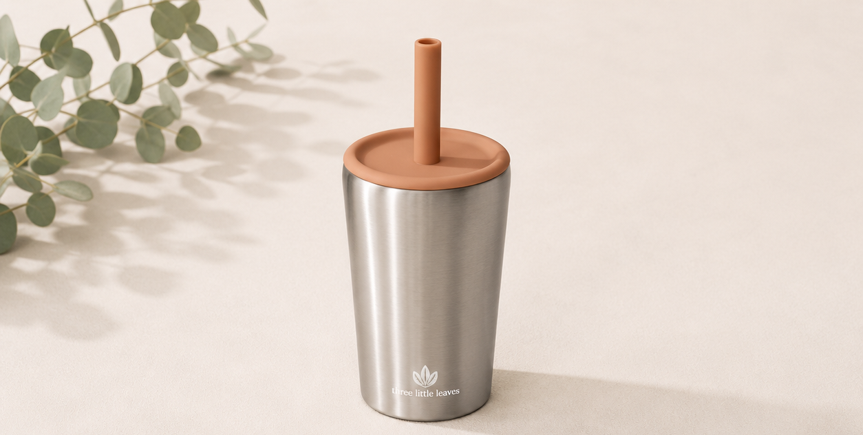 Stainless Steel Cup with Silicone Lid & Straw