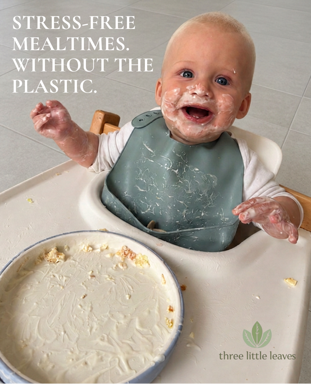Plastic free porcelain plate for toddlers, babies and children