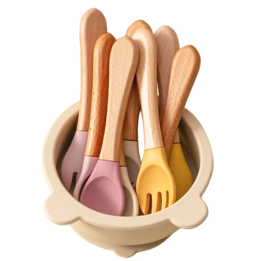 Wooden Handle Silicone Cutlery Set