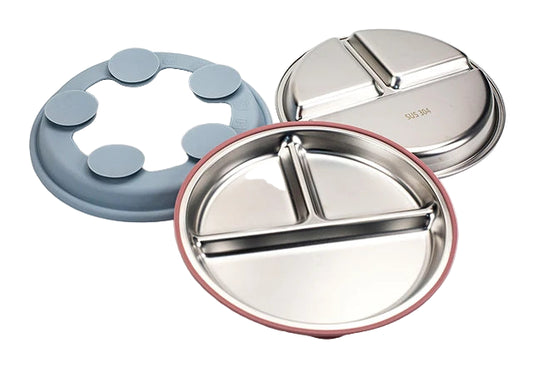 Stainless Steel Sectioned Plate with Silicone Suction Base