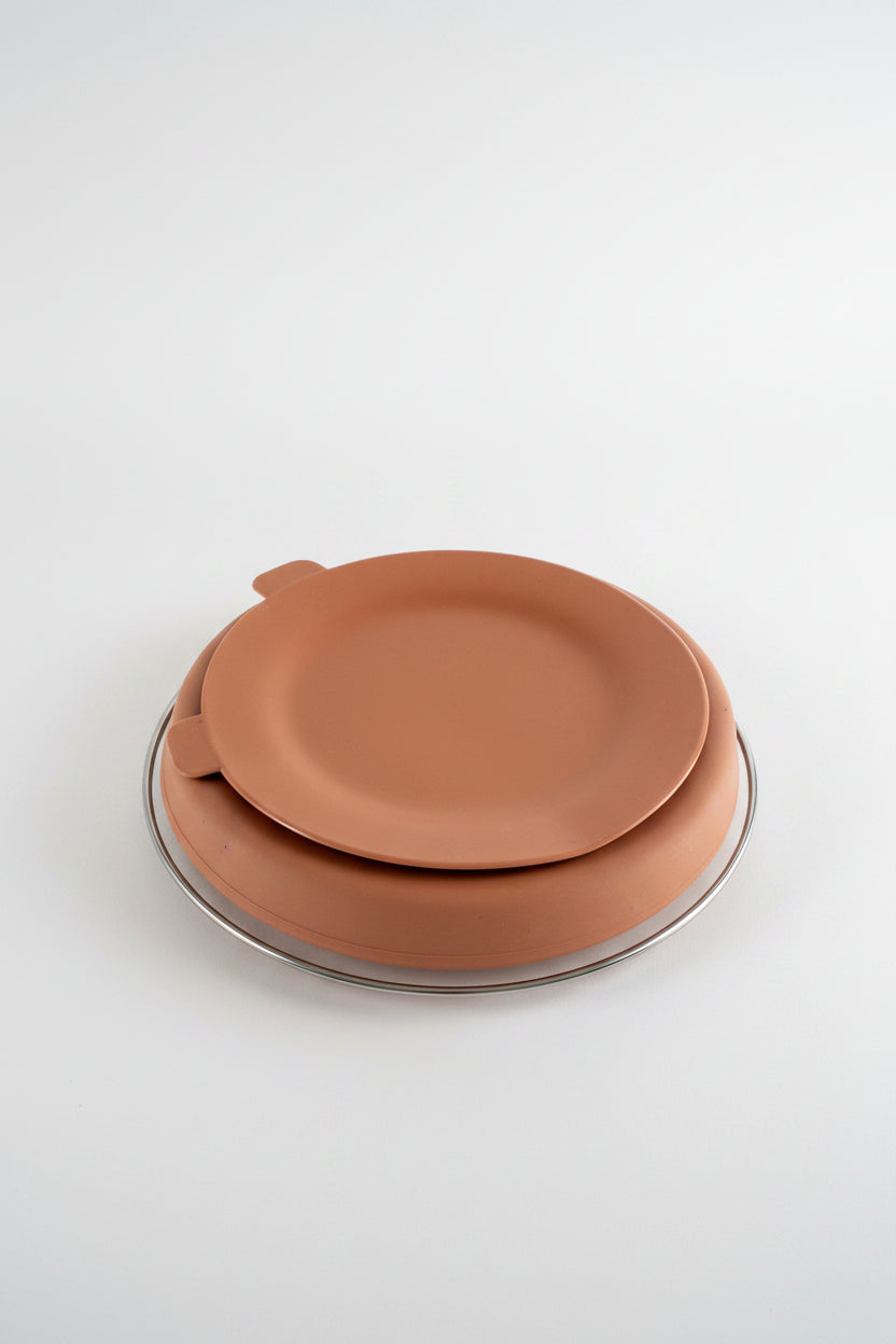 Stainless Steel Plate with Divider and Silicone Sleeve