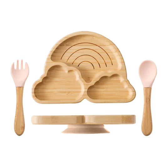 Rainbow Bamboo and Silicone Plate Set