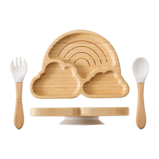 Rainbow Bamboo and Silicone Plate Set