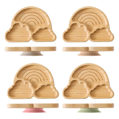 Rainbow Bamboo and Silicone Plate Set