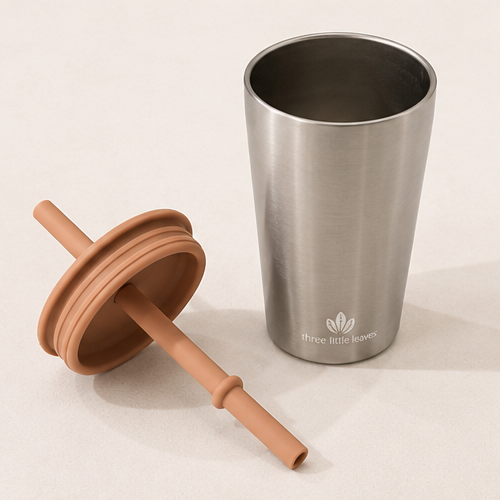 Stainless Steel Cup with Silicone Lid & Straw