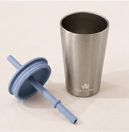 Stainless Steel Cup with Silicone Lid & Straw