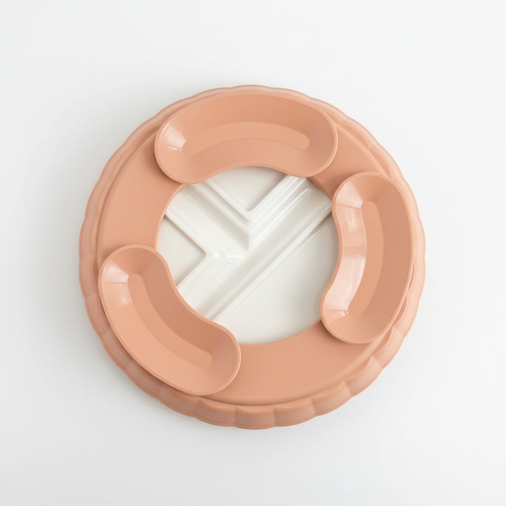 Porcelain Plate with Divider and Silicone Sleeve