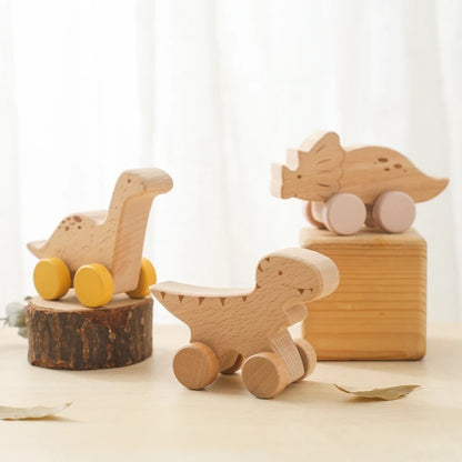 Beech Wood Dinosaur Toy Car