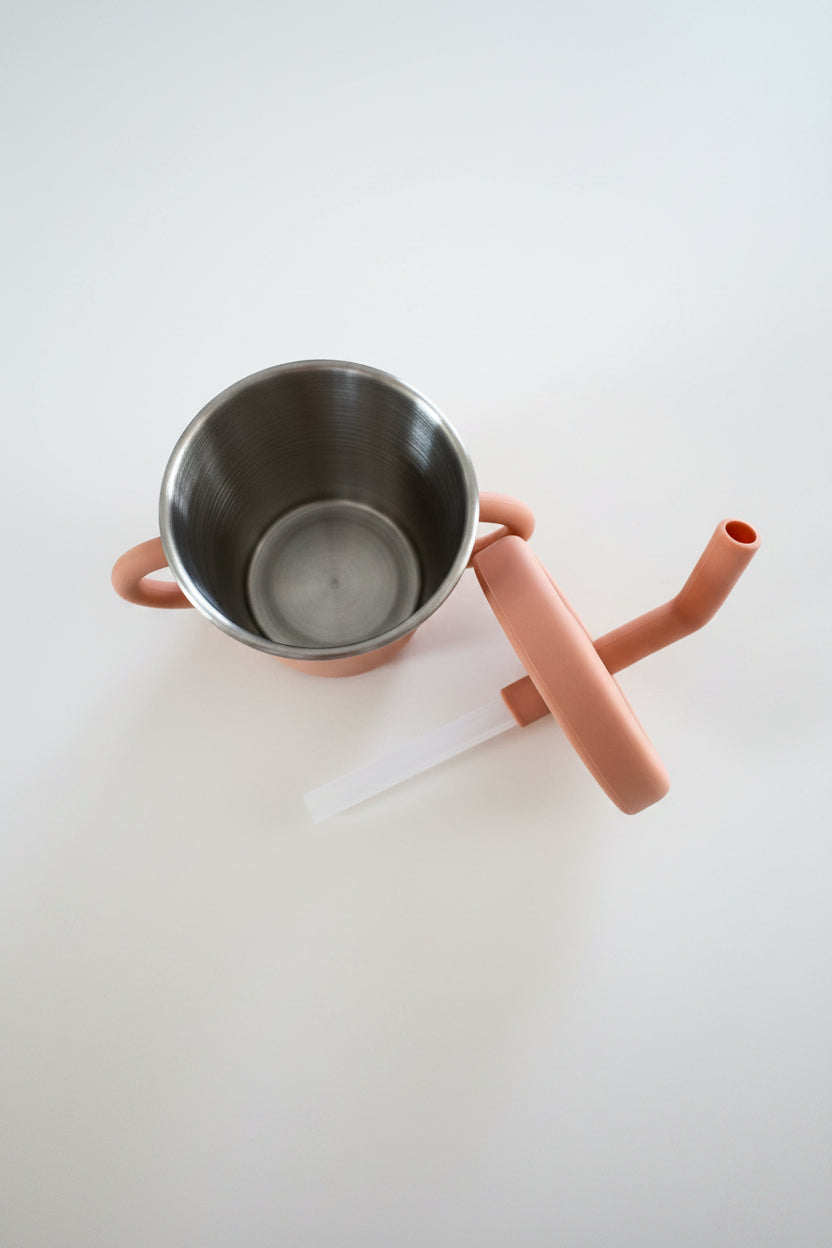 Stainless Steel and Silicone Cup with Straw