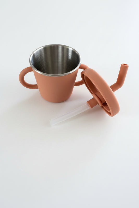 Stainless Steel and Silicone Cup with Straw