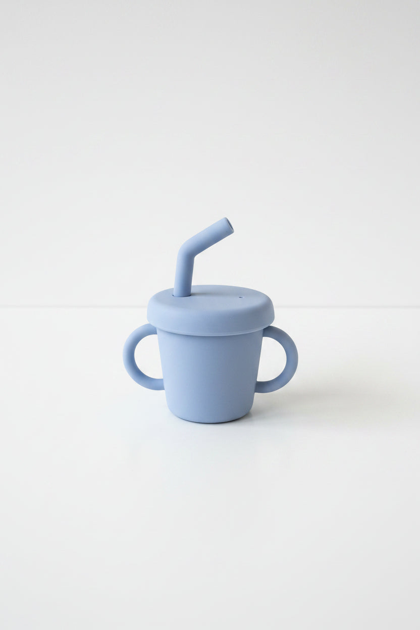 Stainless Steel and Silicone Cup with Straw