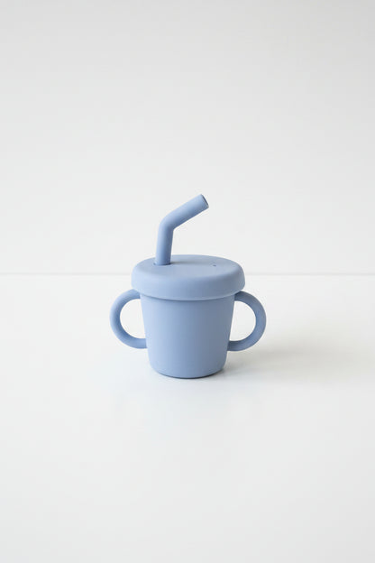Stainless Steel and Silicone Cup with Straw