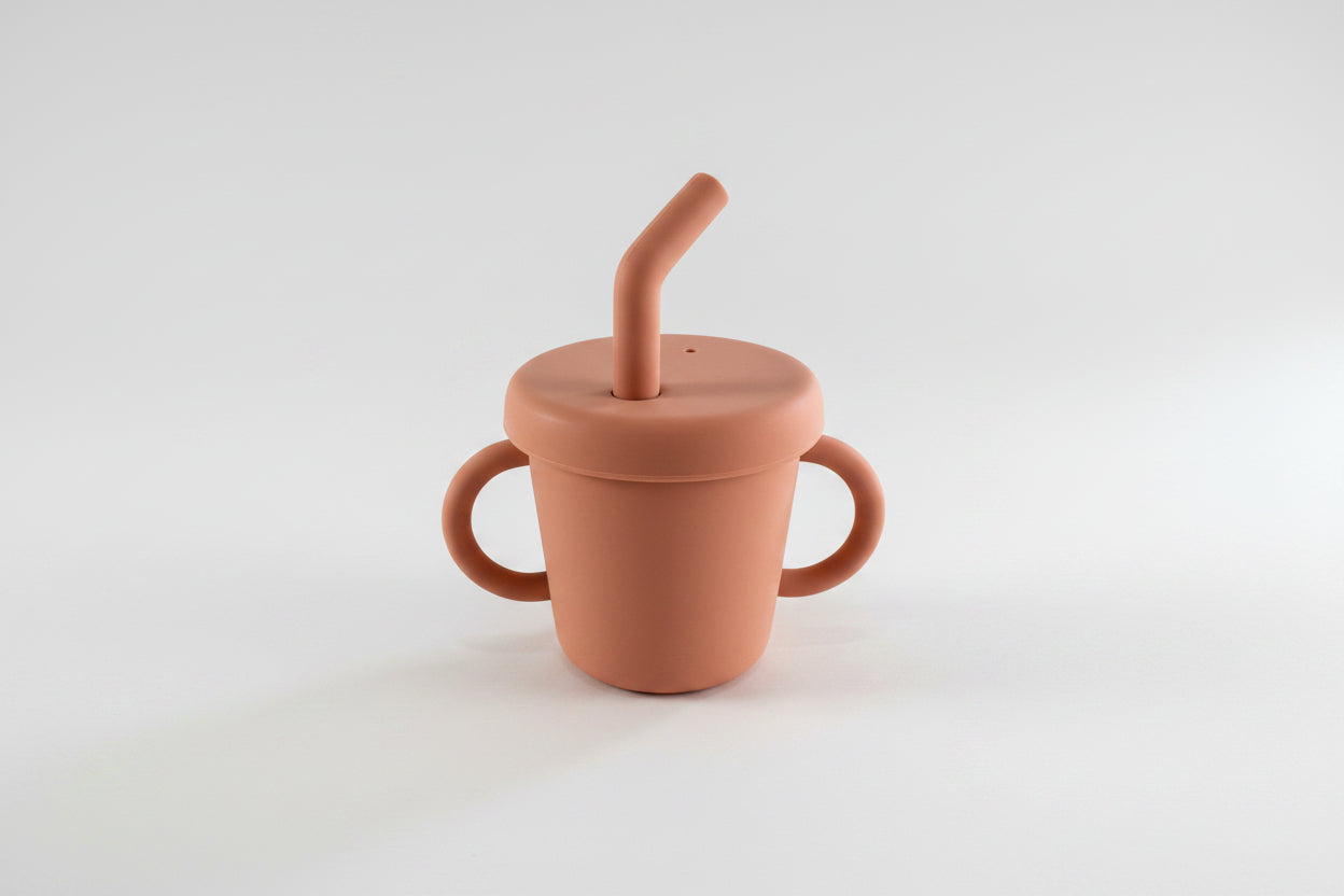 Stainless Steel and Silicone Cup with Straw