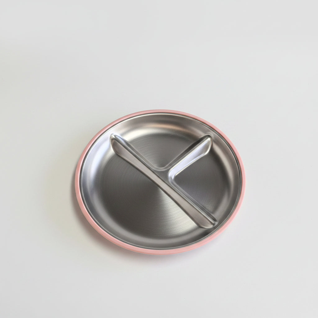 Stainless Steel Plate with Divider and Silicone Sleeve