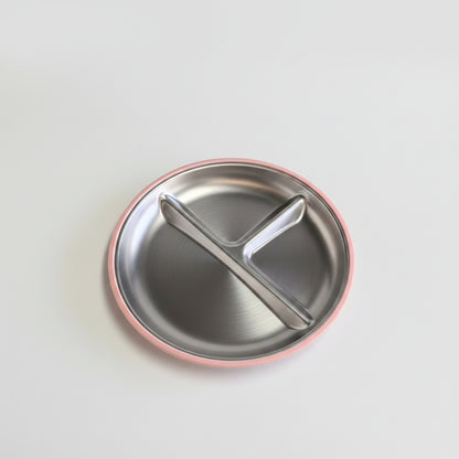 Stainless Steel Plate with Divider and Silicone Sleeve