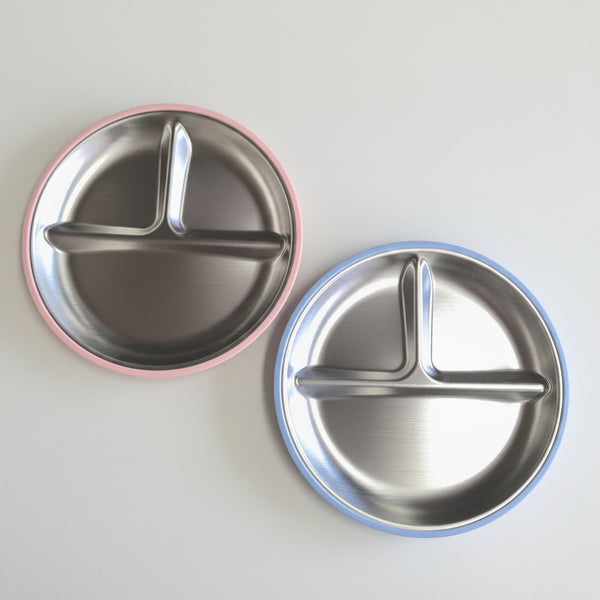 Stainless Steel Plate with Divider and Silicone Sleeve