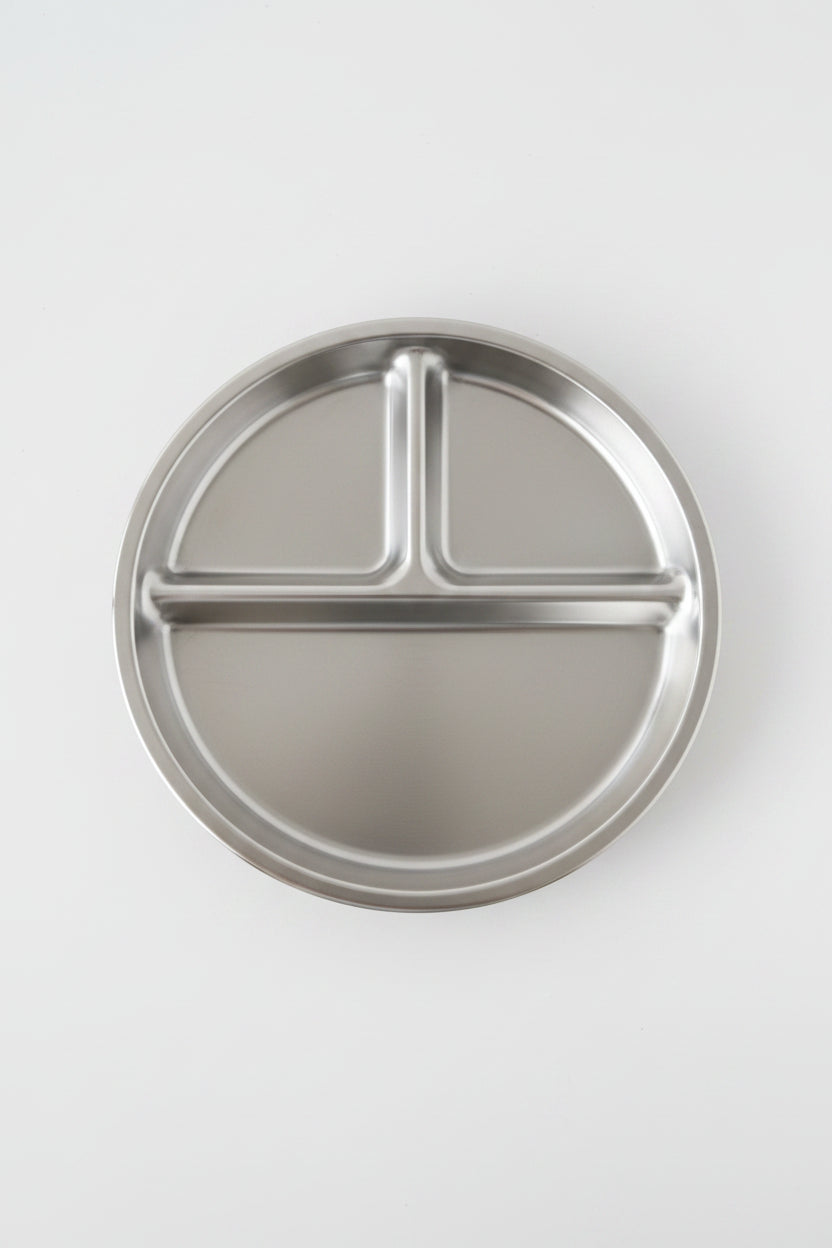 Stainless Steel Plate with Divider and Silicone Sleeve